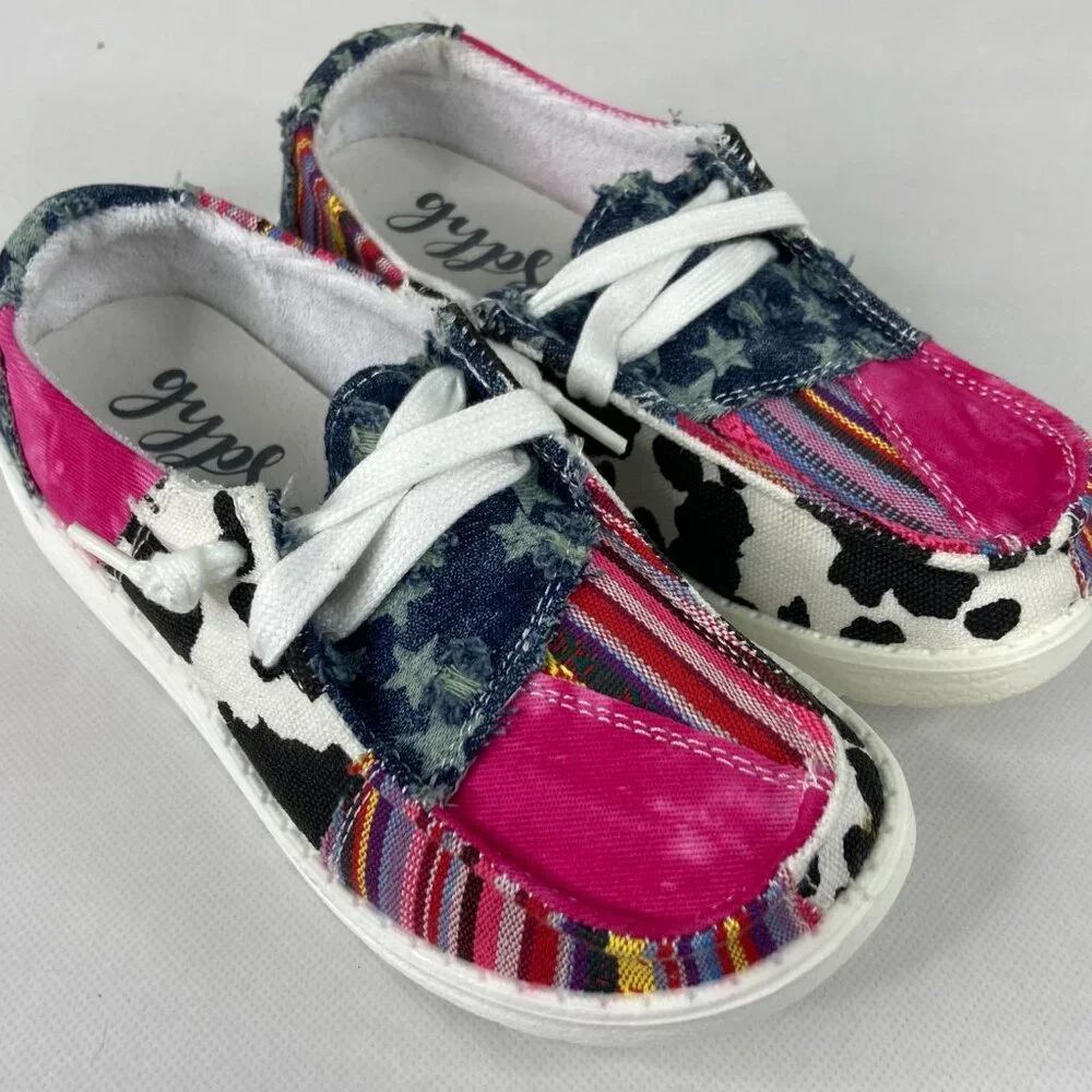 Gypsy Jazz Kid's Wild One Pink Leopard Print & Stripe Slip On Shoe